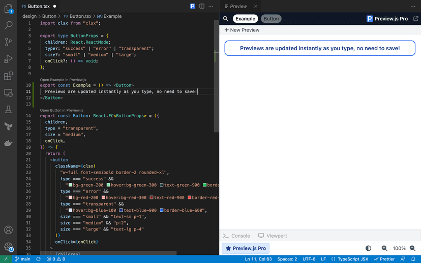 Preview.js - Instant preview of React components and Storybook stories